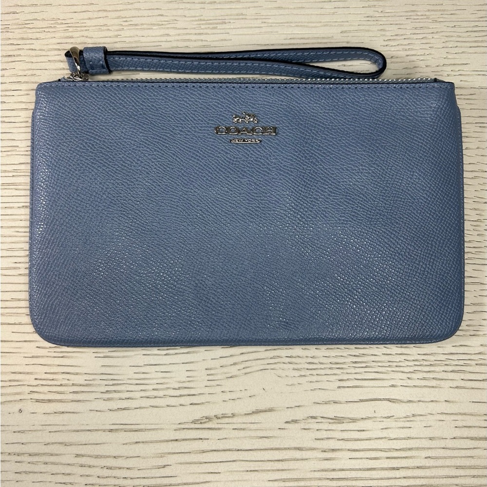 Coach Blue Leather Wristlet Clutch
